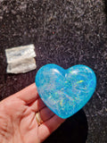 Blue Puff Heart - With Angel Wing Selenite