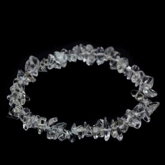 Clear quartz elastic crystal chip bracelet