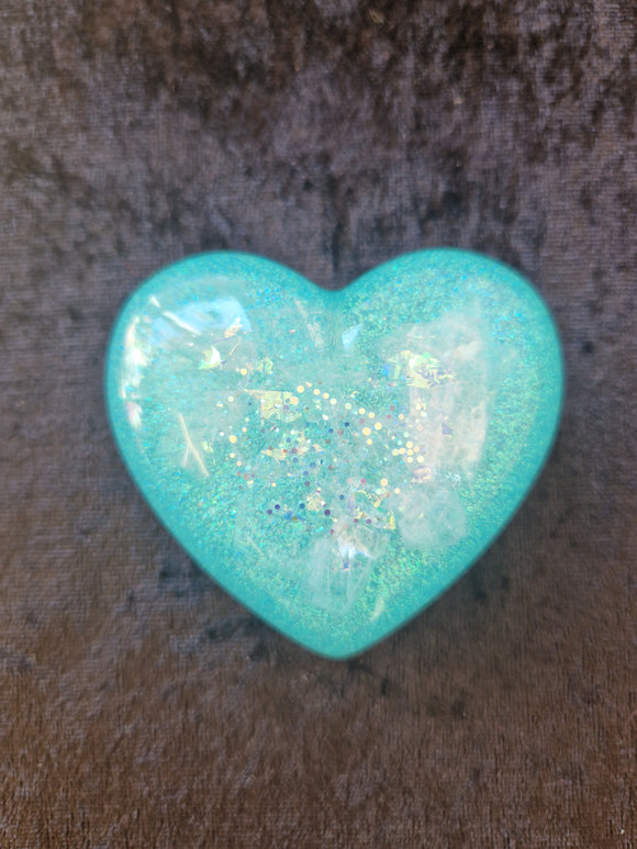 Blue Puff Heart - With Angel Wing Selenite