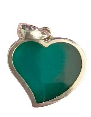 925 silver green heart pendant/ chakra healing