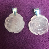 Rose Quartz & 925 silver rose pendant - heart chakra activation