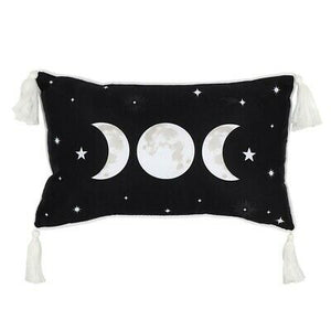 Triple moon cushion with tassels