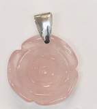 Rose Quartz & 925 silver rose pendant - heart chakra activation