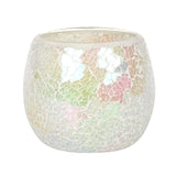 White Iridescent Crackle Candle Holder